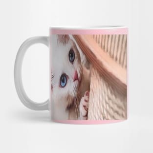 CAT WHITE EYE SKY BLUE Mug